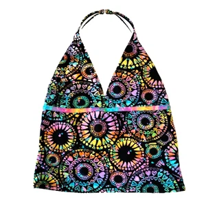 Girls Size 16.5 Tankini Swimsuit Top V Neck Halter Multicolor Beach Pool - Picture 1 of 5