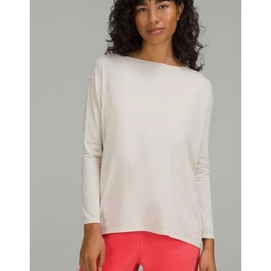 Camisa manga larga beige de algodón orgánico Lululemon Back In Action para mujer - Imagen 1 de 9