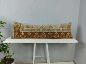 LONG BOLSTER PILLOW TURKISH RUG PILLOW LONG BED PILLOW LONG LUMBAR PILLOW DECOR - Picture 1 of 12