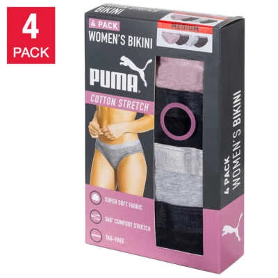 Puma, 4 peças - Biquíni feminino de algodão macio elástico cintura baixa (escolha o tamanho) - Imagem 1 de 4
