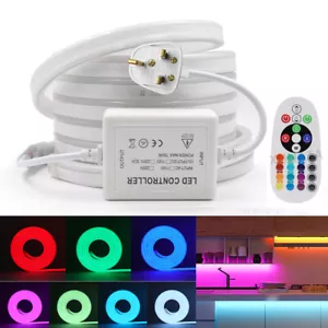 Neon LED Strip Lights 220V RGB Colour Changing Tape Kitchen Outdoor Lighting UK - Picture 1 of 28