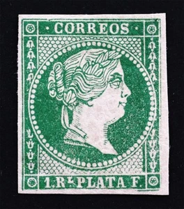 Isabel II - 1 Real de plata 1857. Antillas. Nuevo, sin dentar, Goma original - Picture 1 of 1