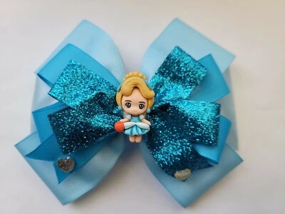 CUTE!!! Big 6" Cinderella Baby Girl Boutique Hair Bow W/resin center. - Image 1 of 2