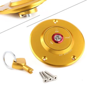 For Kawasaki Ninja ZX-10R 2004-05 ZX-9R 2000-2003 Gold Gas Fuel Tank Cap & Key - Picture 1 of 12