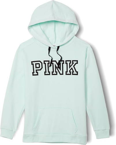 UNDERCOVER FELPA CON CAPPUCCIO VICTORIA'S SECRET ROSA FLEECE DAILY LOUNGE CAMPUS LARGE NUOVA CON ETICHETTE