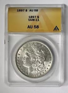 Dólar de plata Morgan 1897 ANACS AU 58 VAM-11 - Imagen 1 de 2