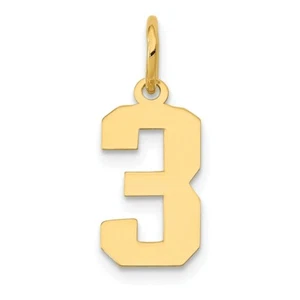 14K Oro Amarillo Pulido Corte Láser Pequeño Número #3 Colgante Charm para Collar - Imagen 1 de 3