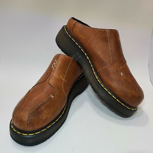 Dr Martens Womens Slip On Clog Brown Leather sz 10 Good Condition 3A56