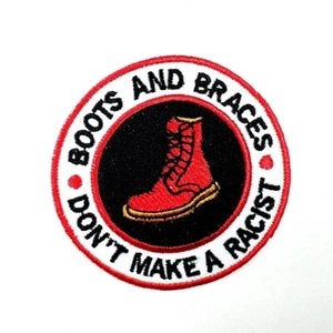 Skinheads Against Racist Patch Boots and Braces Emblem for Iron on clothes Jeans - Picture 1 of 10
