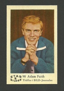 Adam Faith Vintage 1960s Swedish Movie Film Star Collector Card #E98