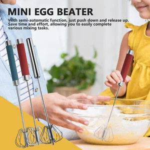 Multifunctional Stainless Steel Whisk Push Whisk Hand Semi-Automatic Whipper - Picture 1 of 15