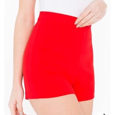 Pantalón Corto American Apparel Clásico Crepe Tiro Alto Nuevo Sin Etiquetas Rojo Mediano De Colección AA Pin-up Foto 1 de 4