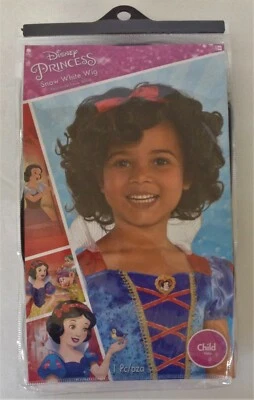 Niño Disney Princesa BLANCANIEVES Disfraz Peluca OS NUEVO Pelo Negro Cinta Roja Foto 1 de 2