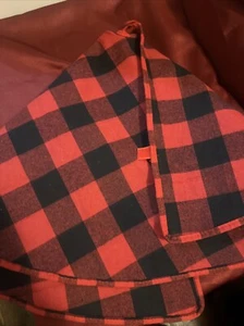 Christmas Tree Skirt 36 Inch Red and Black Checkered Plaid Tree Skirt Holiday - Picture 1 of 4