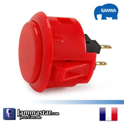 Boutons originaux Sanwa OBSFE-30 Silencieux - Genuine - Silent - Rouge / Red