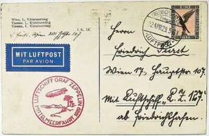 Zeppelin 1929: Mittelmeerfahrt 1 Mark Stamp on Postcard - Picture 1 of 1