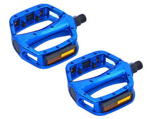 Blue Platform Bike Pedals 9/16" Fixed Gear Track BMX MTB Cruiser Fixie Bicycle