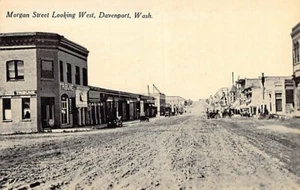 Postkarte WA: Morgan Street, Davenport, Washington, Foto, 1910er Jahre, Dirt Road - Bild 1 von 2
