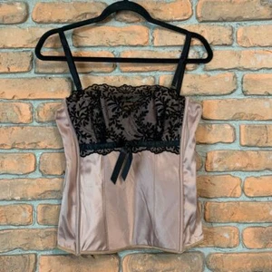 Ambrielle Satin Corset Lingerie Lace Lightly Lined Underwire Shapewear Large - Picture 1 of 5