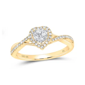 10kt Yellow Gold Womens Round Diamond Heart Ring 1/3 Cttw - Picture 1 of 1