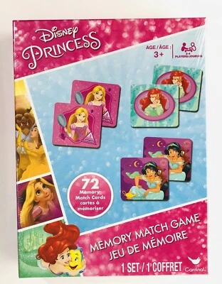 DISNEY PRINCESS Memory Match Game Kids Family Educational 72 Cards NEW  - Image 1 of 4