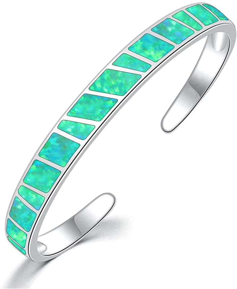 Brazaletes de ópalo de fuego verde fino Hawaii 925 joyería de astilla de ley para mujer Foto 1 de 1