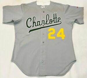 Vintage Wilson Charlotte #24 Baseball Jersey Sz 48 Gray USA Stitched