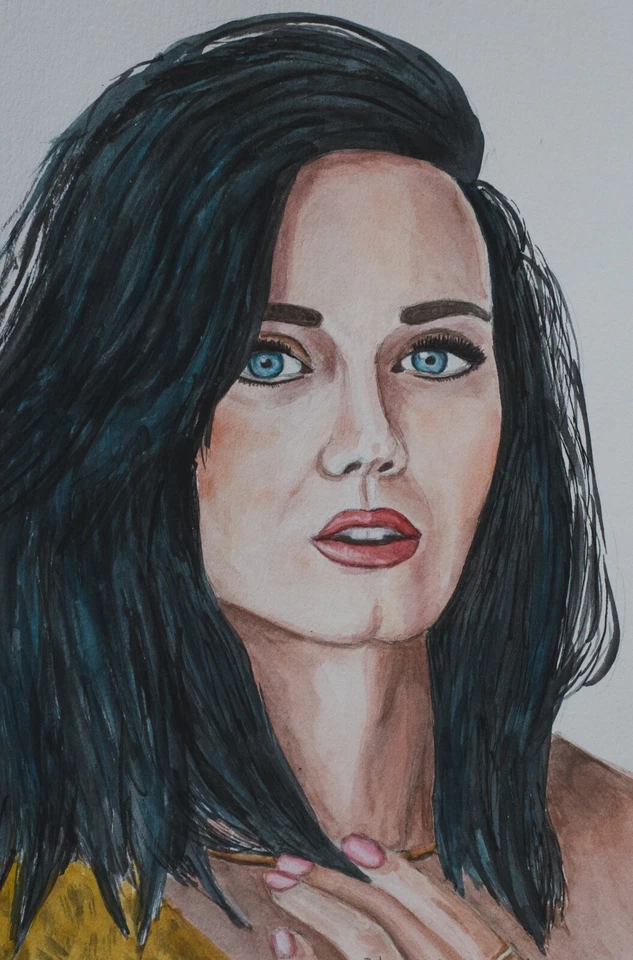 Katy Perry. Retrato en acuarela mío. 11x7,5 pulgadas Foto 1 de 1
