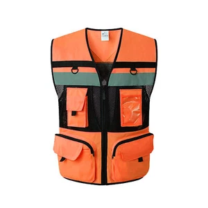 High Visibility Reflective Safety Vest Zip Pocket  Waistcoats Mesh R9Y3 - Picture 1 of 9