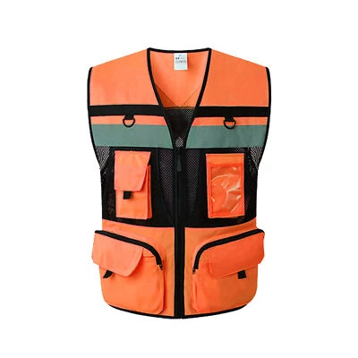 High Visibility Reflective Safety Vest Zip Pocket  Waistcoats Mesh R9Y3 - Image 1 of 4