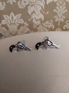 Vintage Manschettenknöpfe schwarz Griff silber Swank Pistole - Bild 1 von 5