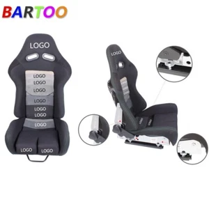 1 Pair JDM Black Gradation Low Max Reclinable Drift Racing Seats Dual Silder - Picture 1 of 13