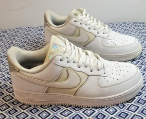 Nike Air Force 1 07 LV8 White Iridescent Silver AF1 AT6147-100 Men's Size 10 - Picture 1 of 18