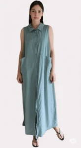 Vestido Camisa Marithe Francois Girbaud Talla S Mezcla Seda Abertura Lateral Lagenlook Boho - Imagen 1 de 12