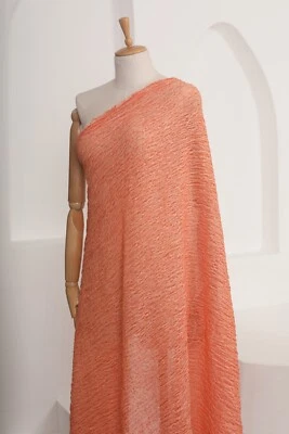 Orange Linen Fabric By 2 Meters, Organic Cotton Fabric, Textured Handloom - Image 1 of 4