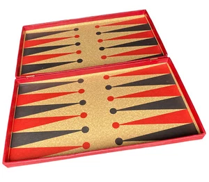 Cardinal Backgammon Case Only Red Black MCM Vintage Board Game - Picture 1 of 9