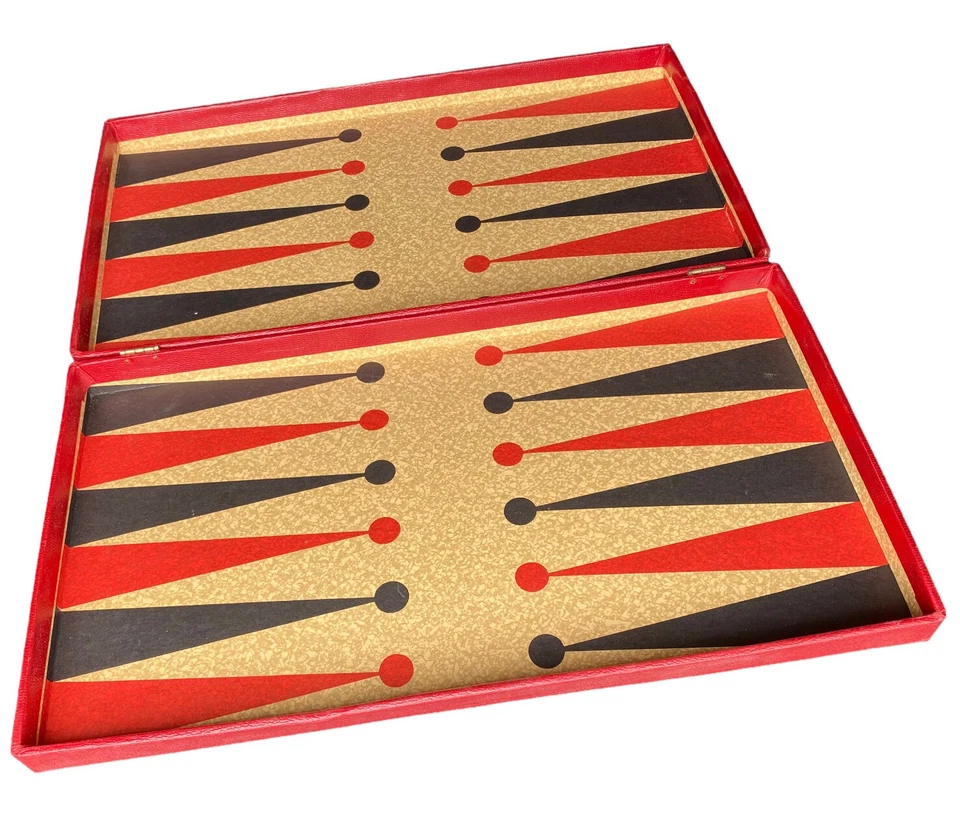 Cardinal Backgammon Case Only Red Black MCM Vintage Board Game - Image 1 of 4