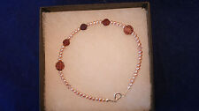 Beautiful Bracelet W. Amethyst Color beads And Pearls 7.5 Inc.Long In Gift Box