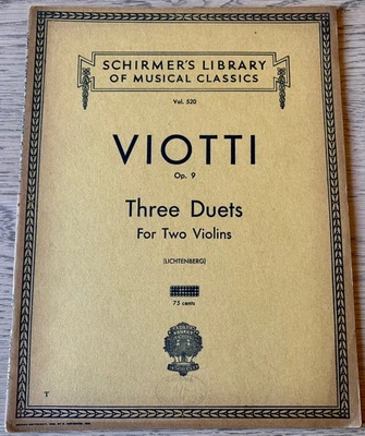VIOTTI THREE DUETS OP 9 FOR TWO VIOLINS SHEET MUSIC BOOK (1939) LICHTENBERG USA - Image 1 of 2