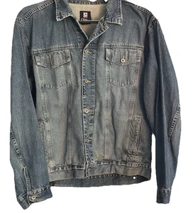 Vintage Ralph Lauren Chaps Denim Jacket Mens XL Blue Trucker Y2K Stains Grunge - Picture 1 of 19
