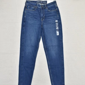 NEU American Eagle Damen Jeans Baumwolle blau Größe 8 lang Mom Jeans Denim Reißverschluss einfarbig - Bild 1 von 8