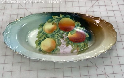 Vintage Bavaria Porcelain Peaches Fruit Decorative Serving Tray 14" - Image 1 of 4