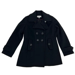 Pendleton Double Breasted Peacoat Coat Womens Size 6 Black Australian Wool Blend - Picture 1 of 8