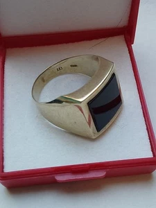 Schöner Goldring Mit Schwarzen Stein 333 4,8 Gramm - Bild 1 von 5