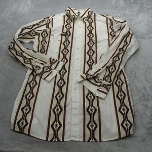 Camisa a Presión Perla De Colección Para Hombres Grande Blanco Crema Caballo Oeste Azteca Suroeste - Imagen 1 de 12