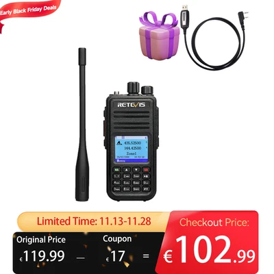 Retevis RT3S DMR Digital Radio Dual Band DTMF Amateurfunkgeräte+Free:data cable - Bild 1 von 4