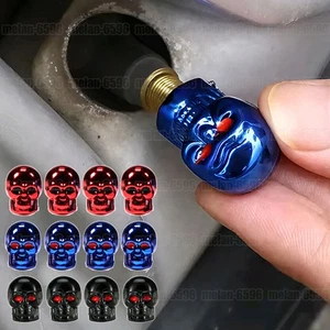 4x Skull Style Wheel Tyre Tire Valve Stem Caps Air Dust Cover Car Truck Bike - Picture 1 of 12