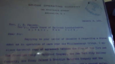 1906 Bridge Operating Co Brooklyn NYC Subway Letter - Image 1 of 2