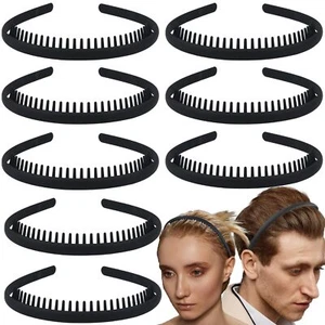8 PCS Non Slip Fashion Effortless Plastic Headbands with Teeth Comb Skinny Ha... - Picture 1 of 6