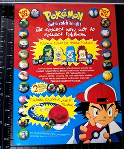Pokemon 1999 Bustine Marmo da Collezione Stampa Pubblicità/Poster Cenere Promo Arte Ufficiale - Foto 1 di 3